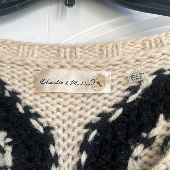 Anthropologie Black and Cream Women's Sweater - Picture 5 of 5